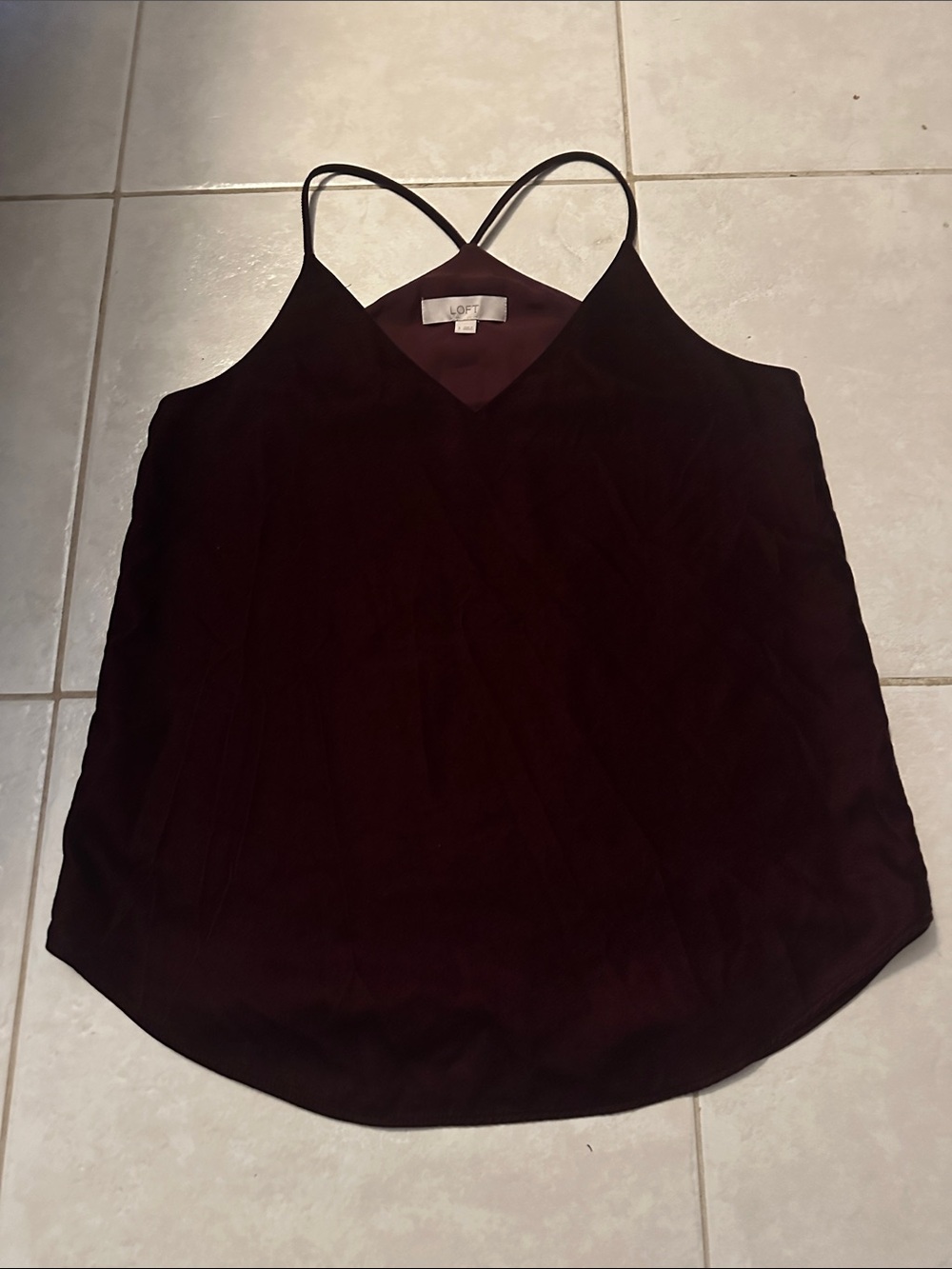 Ann Taylor LOFT Burgundy V-Neck Cami Size Small